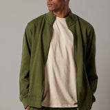 Military Green Fleece Zip-Up Sweatshirt