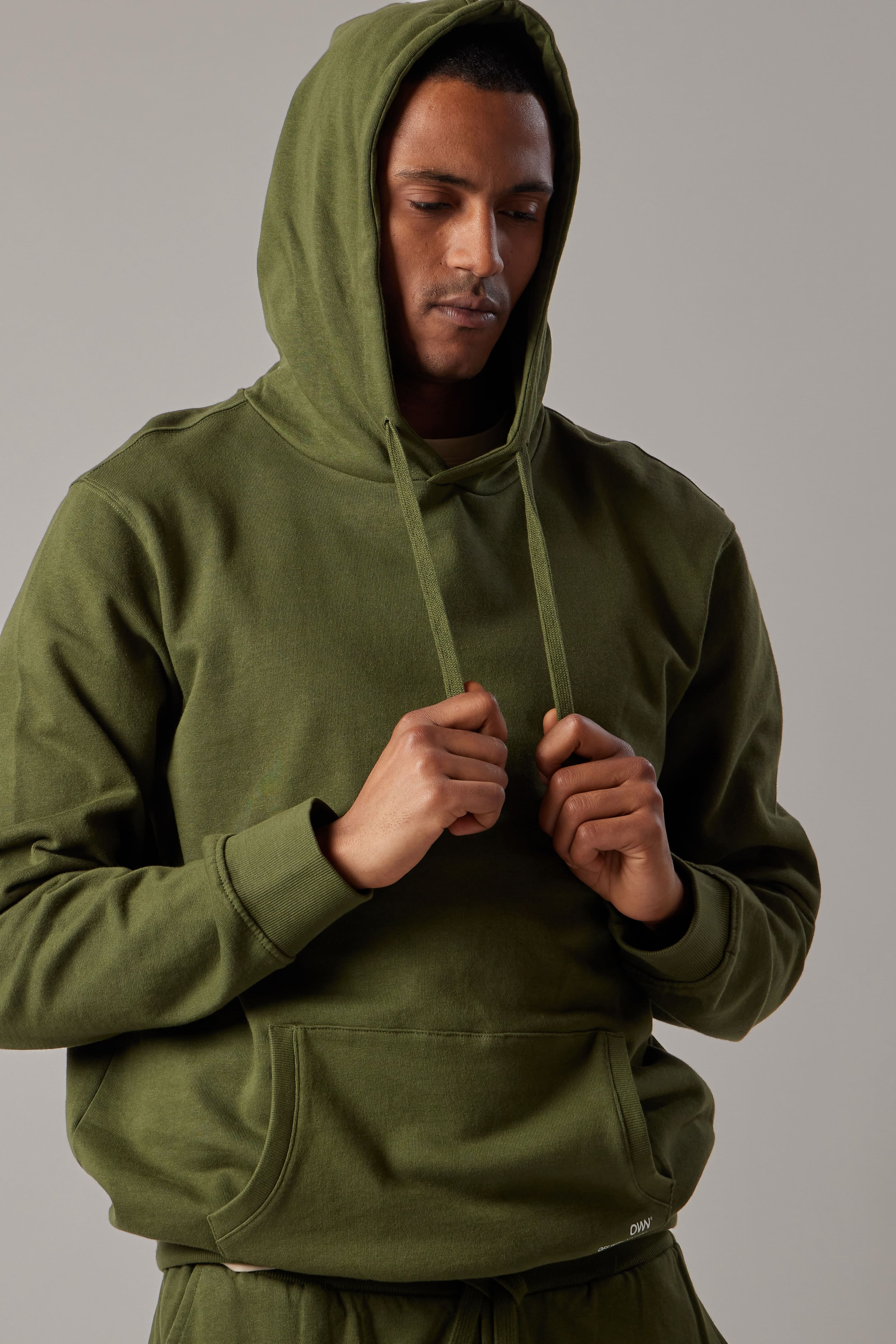 Felpa Felpata con Cappuccio Verde Militare
