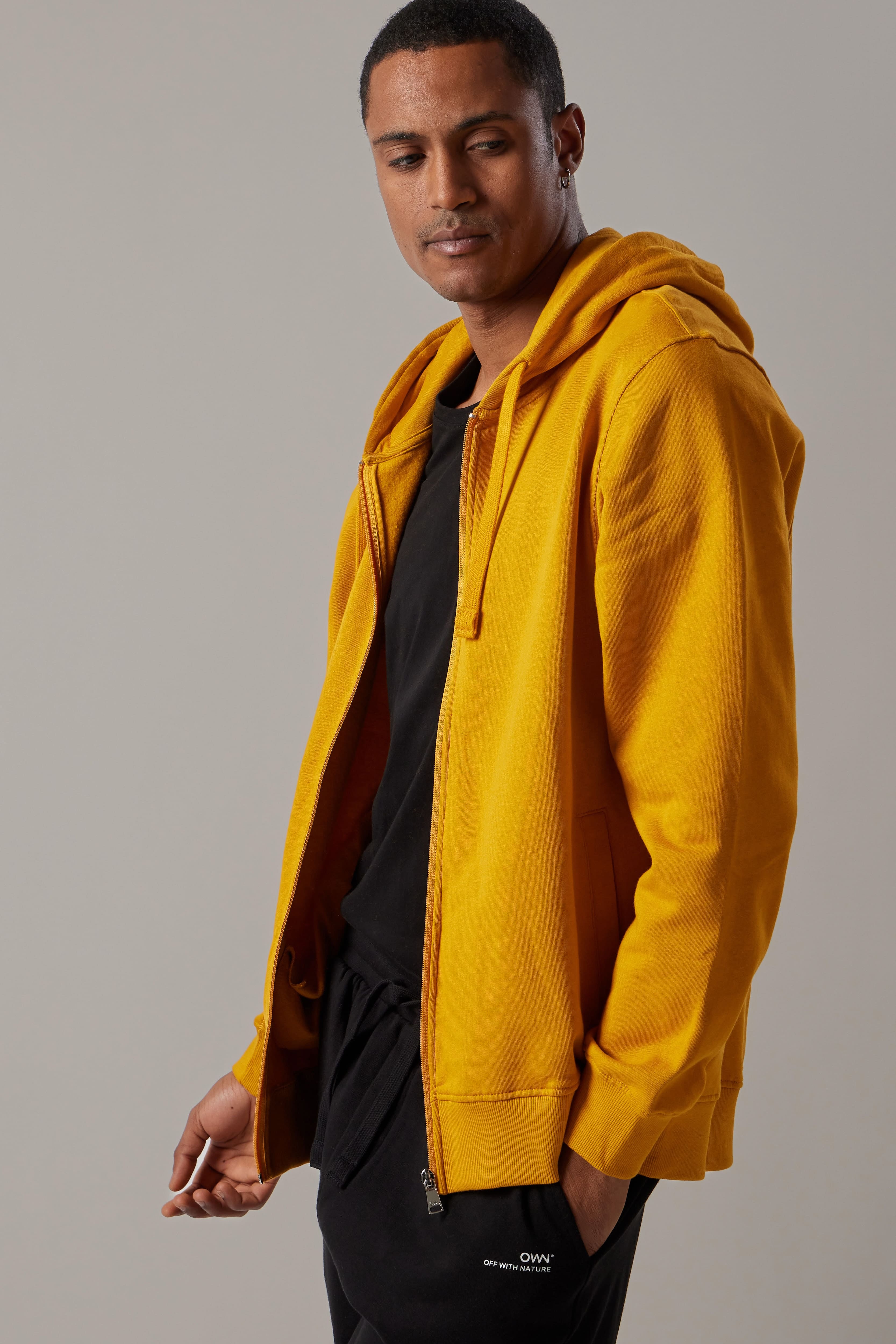 Ochre Zipped Fleece Hoodie