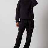 Crew Neck Fleece Sweatshirt + Fleece Joggers Set Black