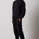 Crew Neck Fleece Sweatshirt + Fleece Joggers Set Black