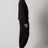 Crew Neck Fleece Sweatshirt + Fleece Joggers Set Black