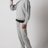 Light Grey Melange Fleece Sweatshirt + Fleece Joggers Set