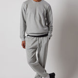 Light Grey Melange Fleece Sweatshirt + Fleece Joggers Set