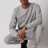Light Grey Melange Fleece Sweatshirt + Fleece Joggers Set