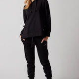 Black Side Slit Sweatshirt + Joggers Set