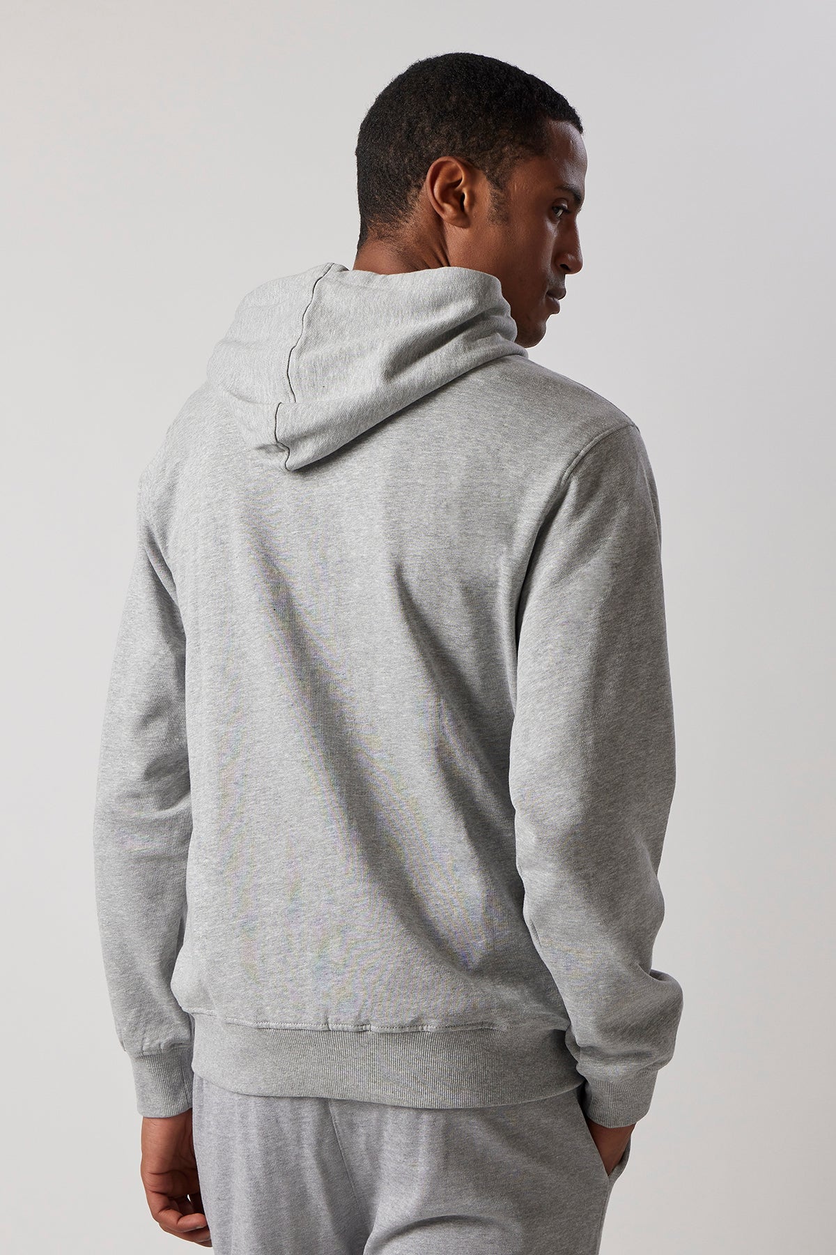 Set Felpa con Cappuccio e Zip + Joggers Grigio Chiaro Melange