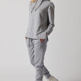 Light Grey Melange Sweatshirt with Side Slits + Joggers Set