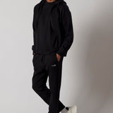 Hooded Zip Sweatshirt + Joggers Set Black