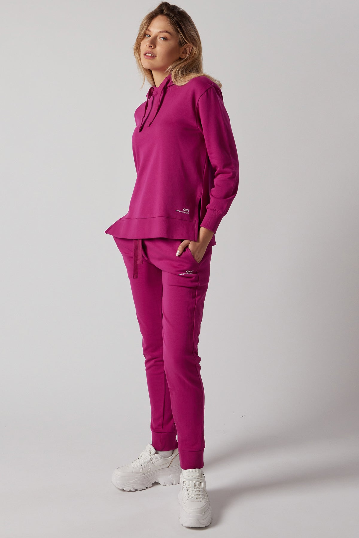 Set Felpa con Spacchi Laterali + Joggers Fucsia
