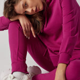 Fuchsia Sweatshirt with Side Slits + Joggers Set