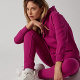 Fuchsia Sweatshirt with Side Slits + Joggers Set