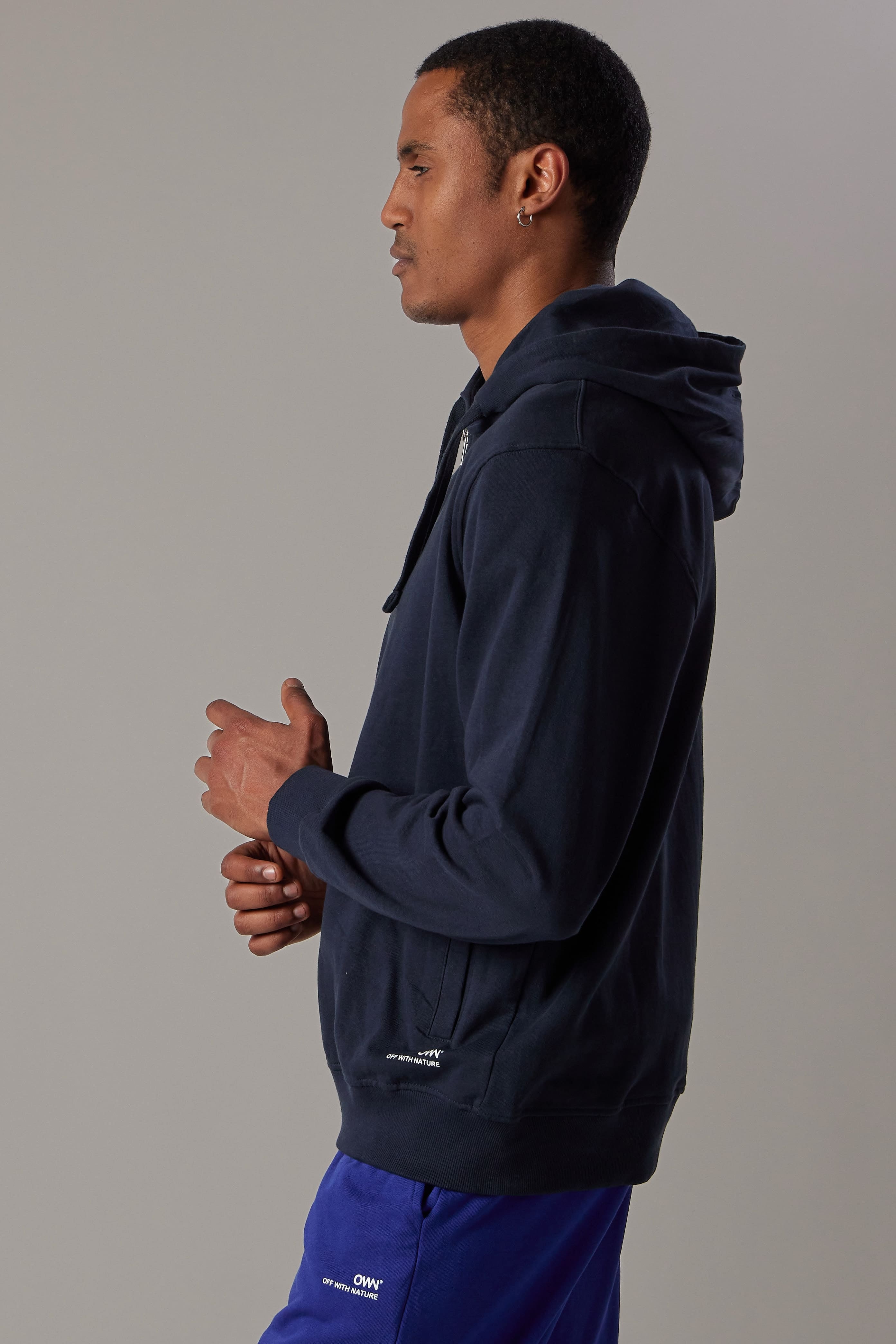 Felpa con Cappuccio e Zip Blu