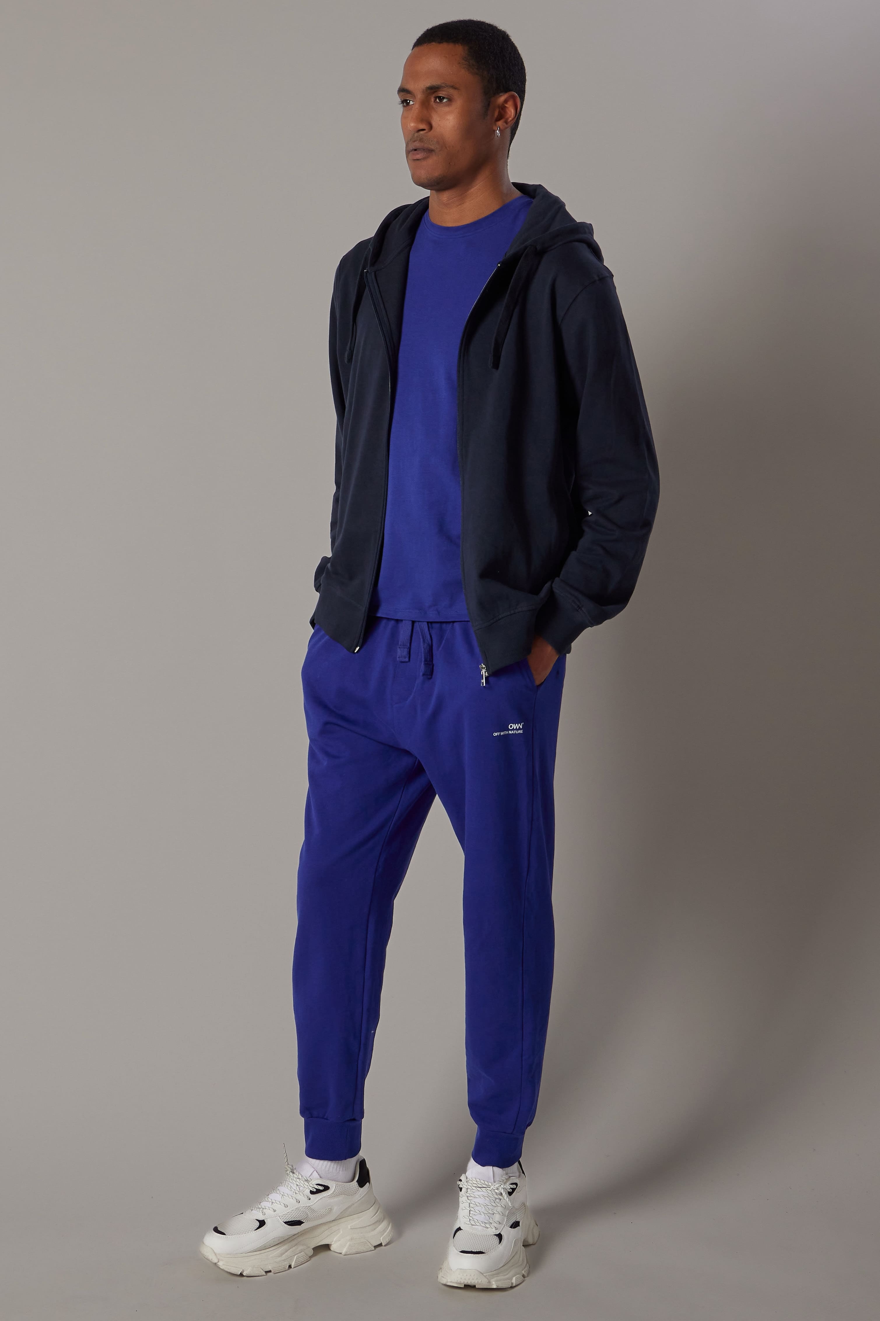 Felpa con Cappuccio e Zip Blu