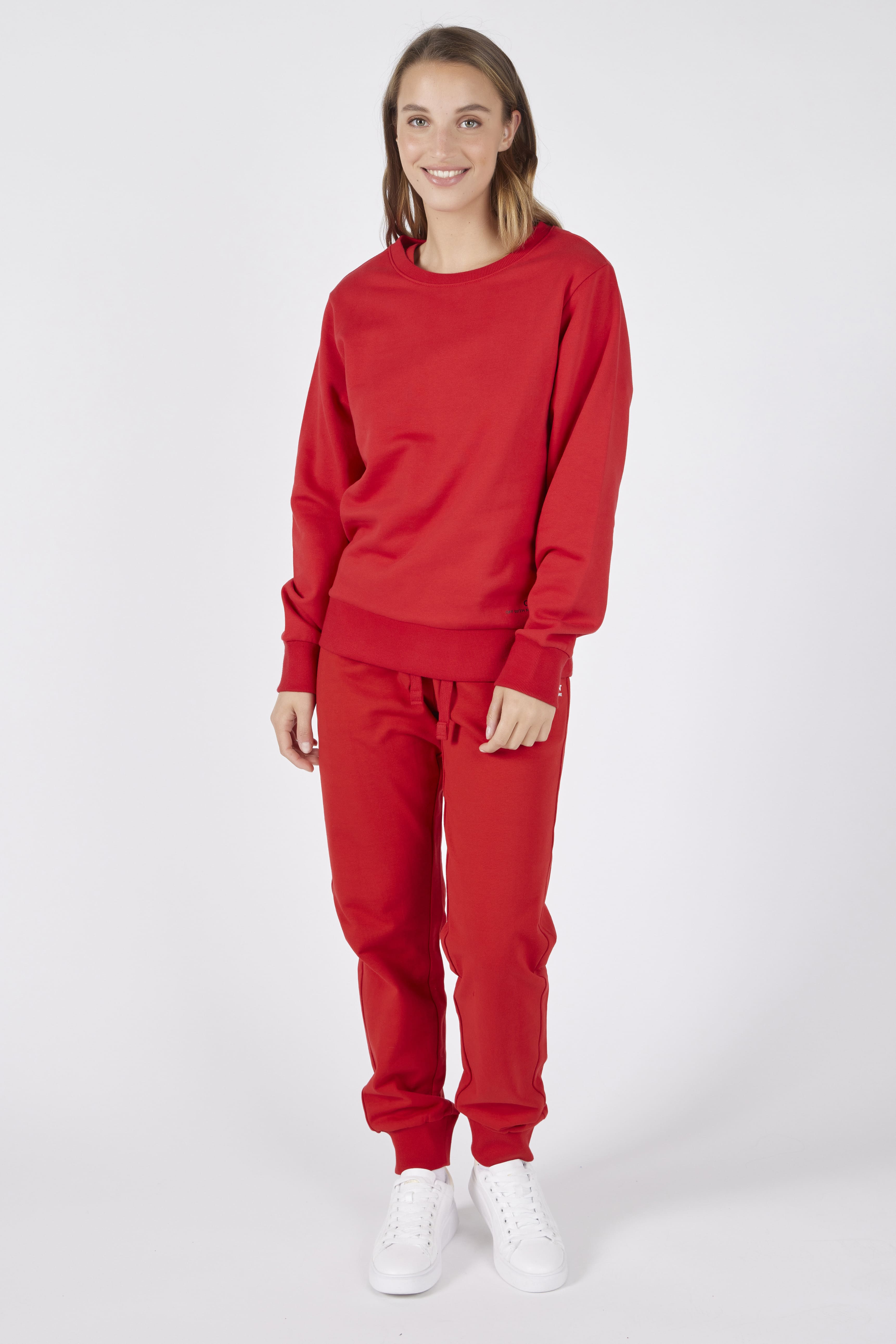 Set Felpa Felpata Girocollo + Joggers Felpati Rosso